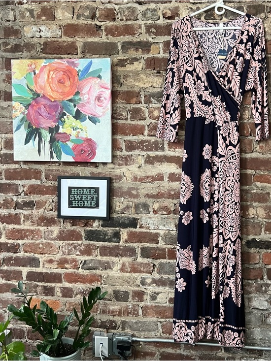 Pinkblush Dresses & Skirts - Pinkblush Navy and Blush Floral Wrap Maxi Dress